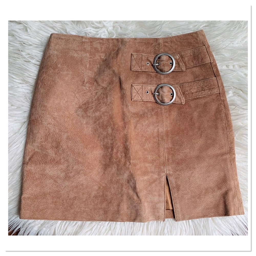 Blank NYC Tan Mini Skirt with Buckle Detail